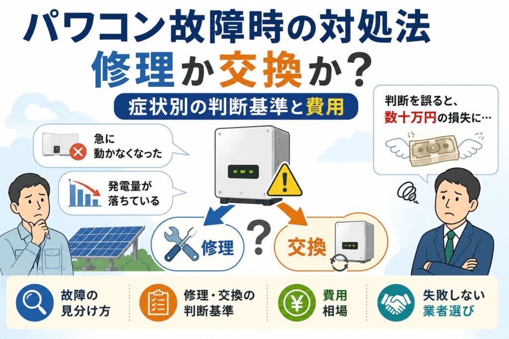 パワコン故障の見分け方、修理と交換の判断基準、費用相場、失敗しない業者選びを徹底解説