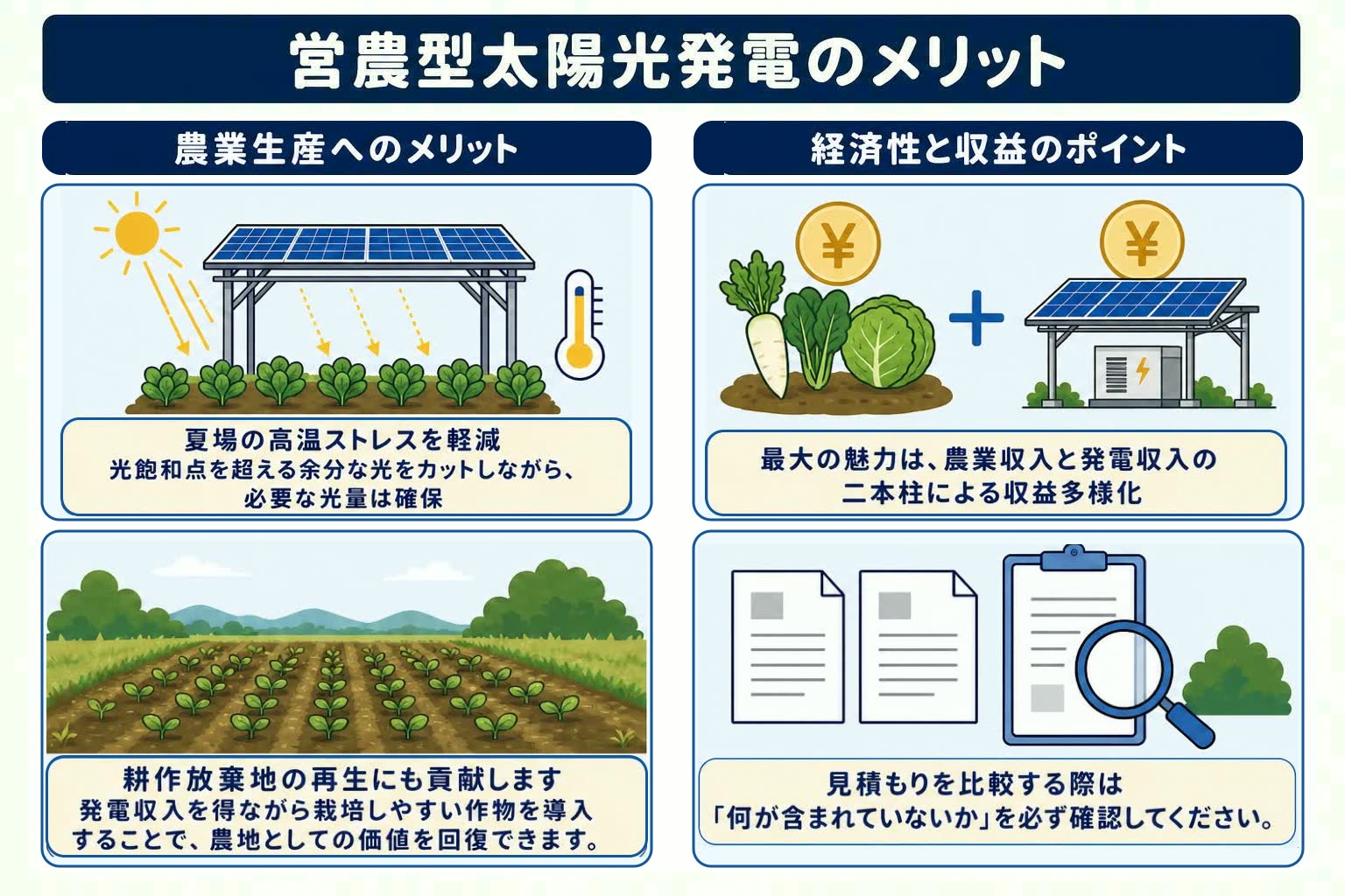 営農型太陽光発電の農業・経済面のメリット