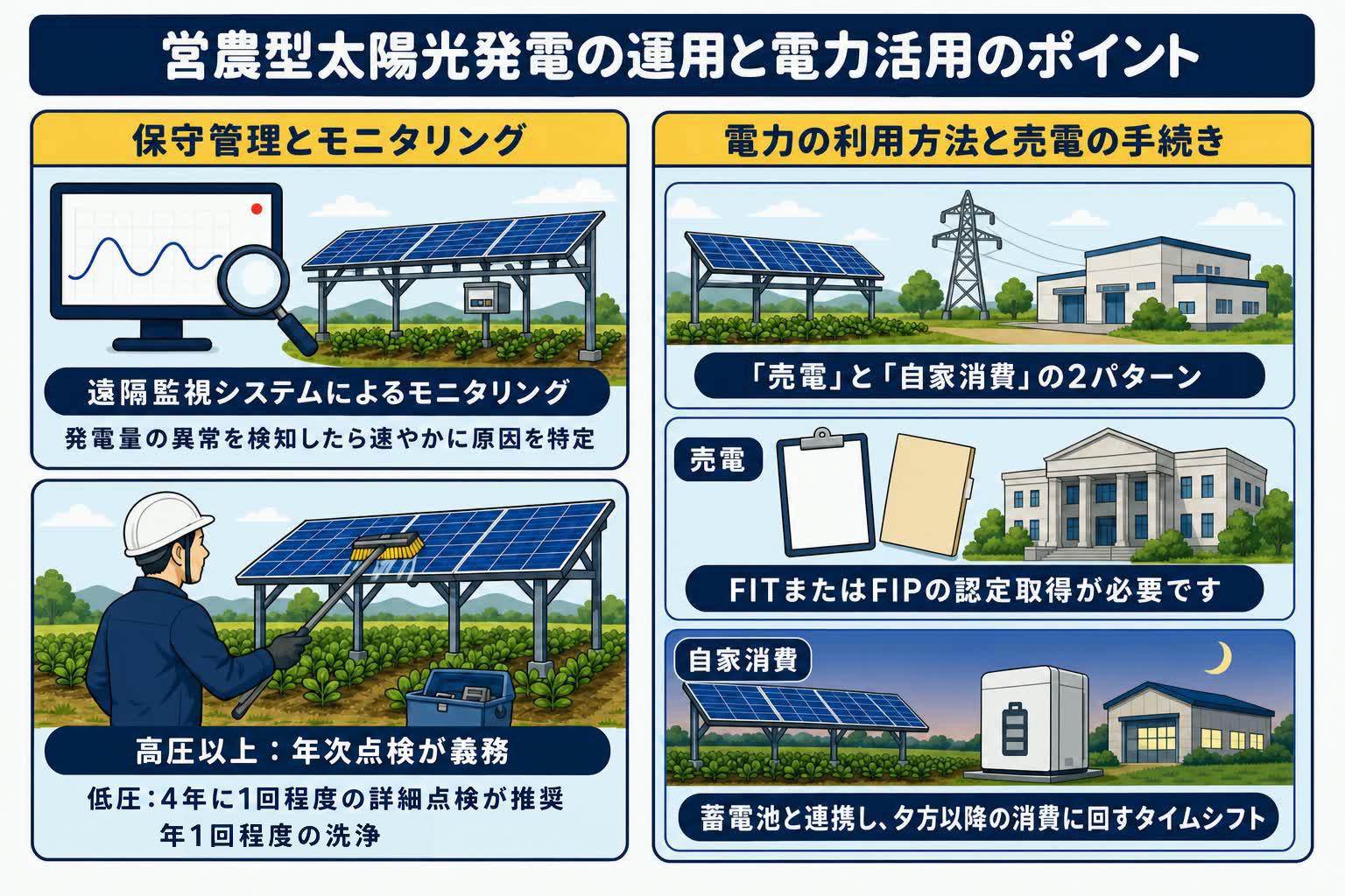 保守管理・電力利用・売電手続きの要点