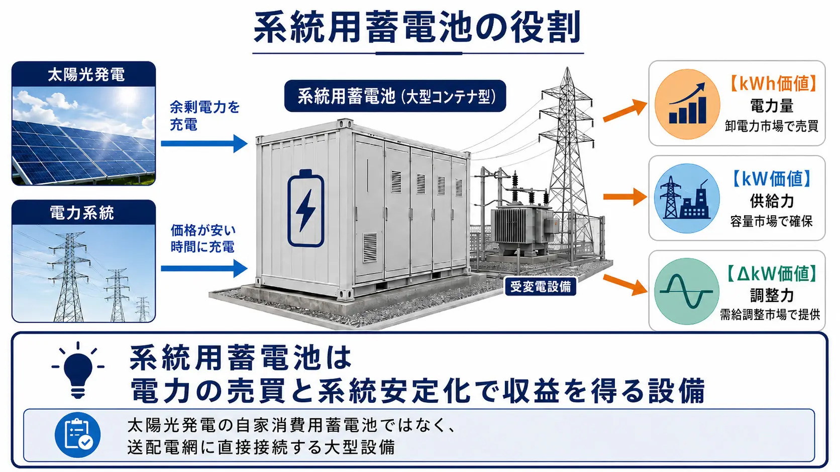 系統用蓄電池が提供するビジネスモデルの3つの価値