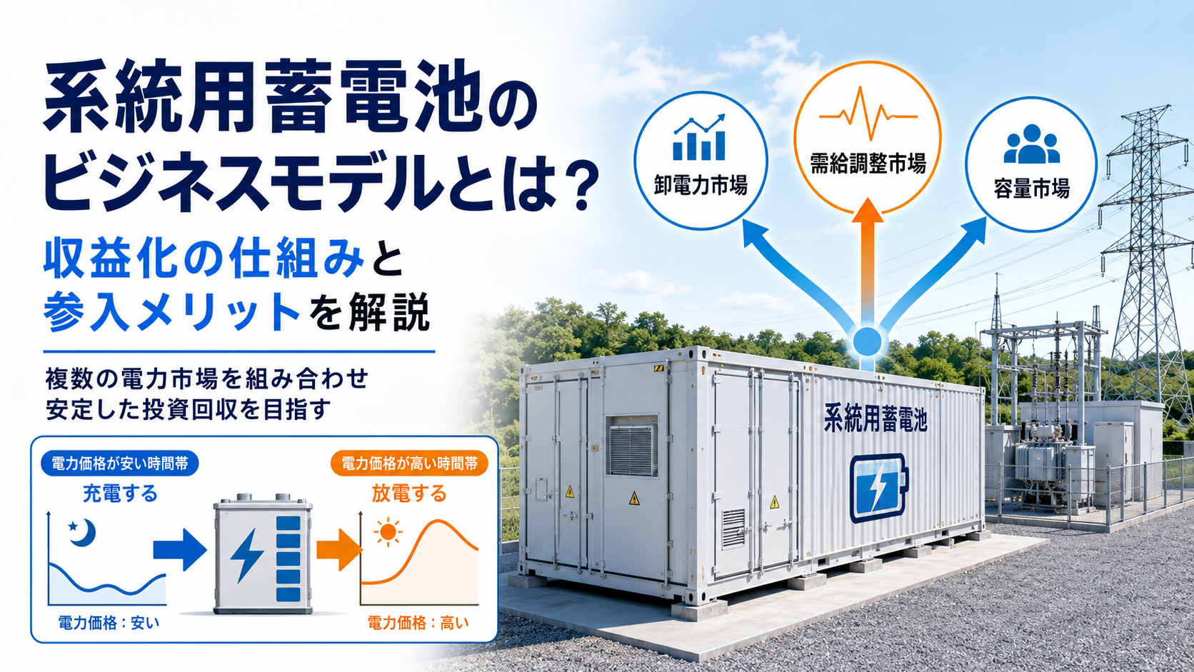 系統用蓄電池のビジネスモデルとは？収益化の仕組みと参入メリットを解説