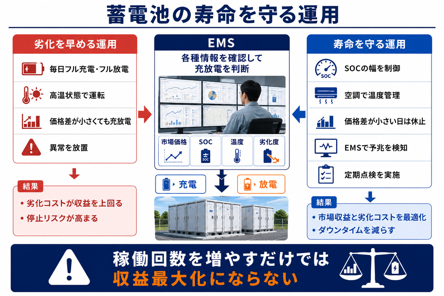 バッテリー劣化を抑える運用方法