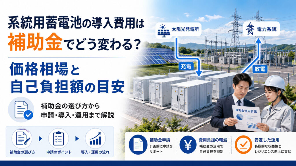 系統用蓄電池の導入費用は補助金でどう変わる？価格相場と自己負担額の目安
