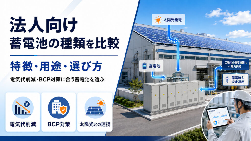 法人向け蓄電池の種類を比較｜特徴・用途・選び方