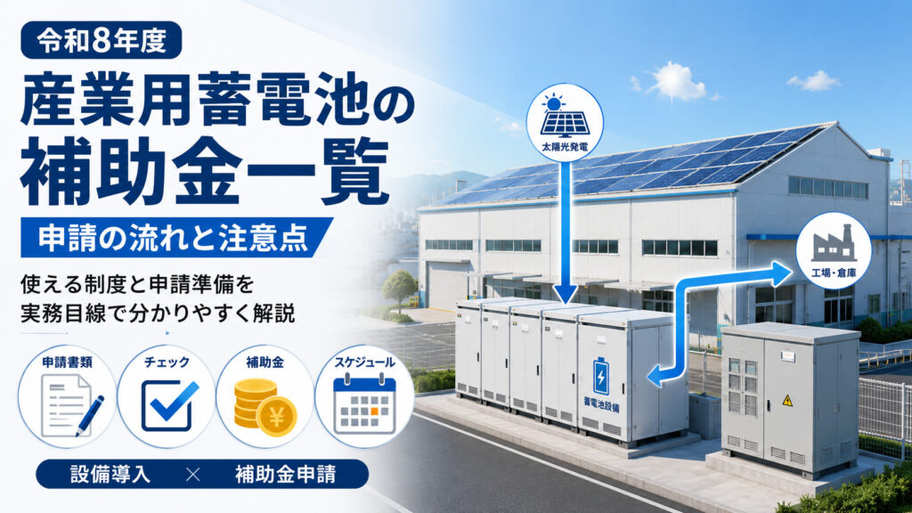 産業用蓄電池の補助金一覧｜申請の流れと注意点
