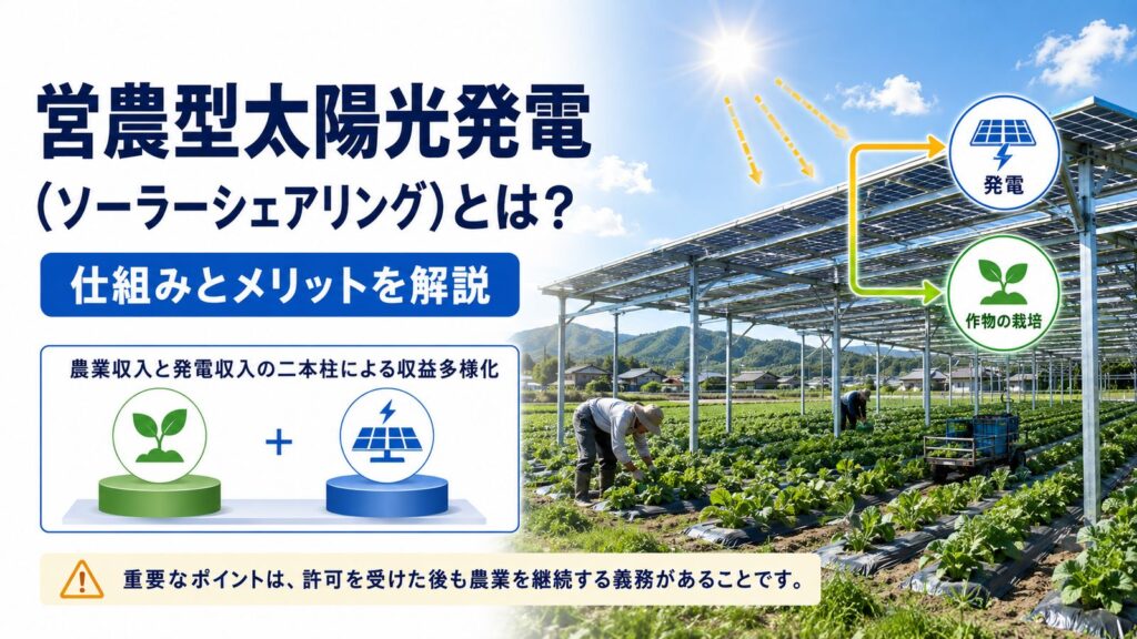 営農型太陽光発電の仕組みと成功条件を示す図