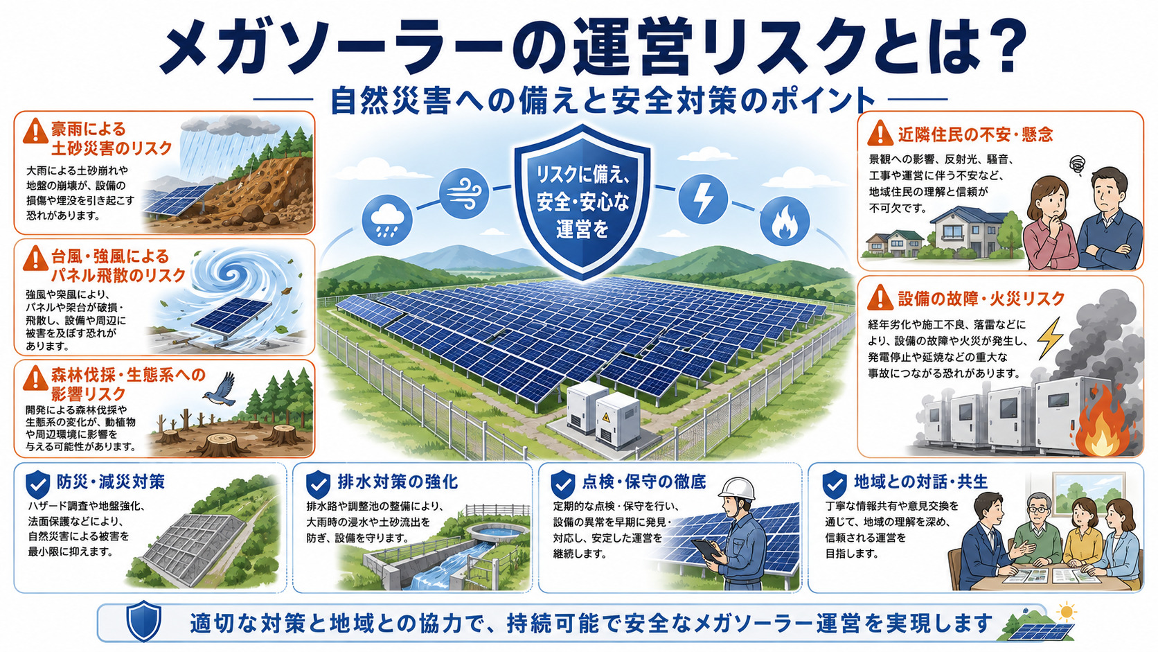 メガソーラーの運営リスクと安全対策