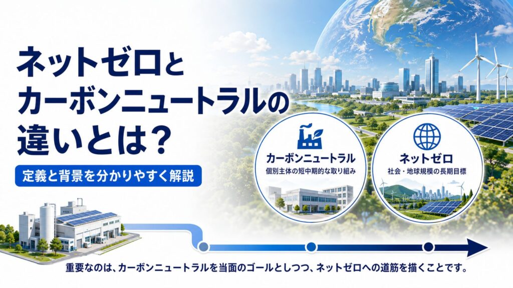 ネットゼロとカーボンニュートラルの違いを示す図