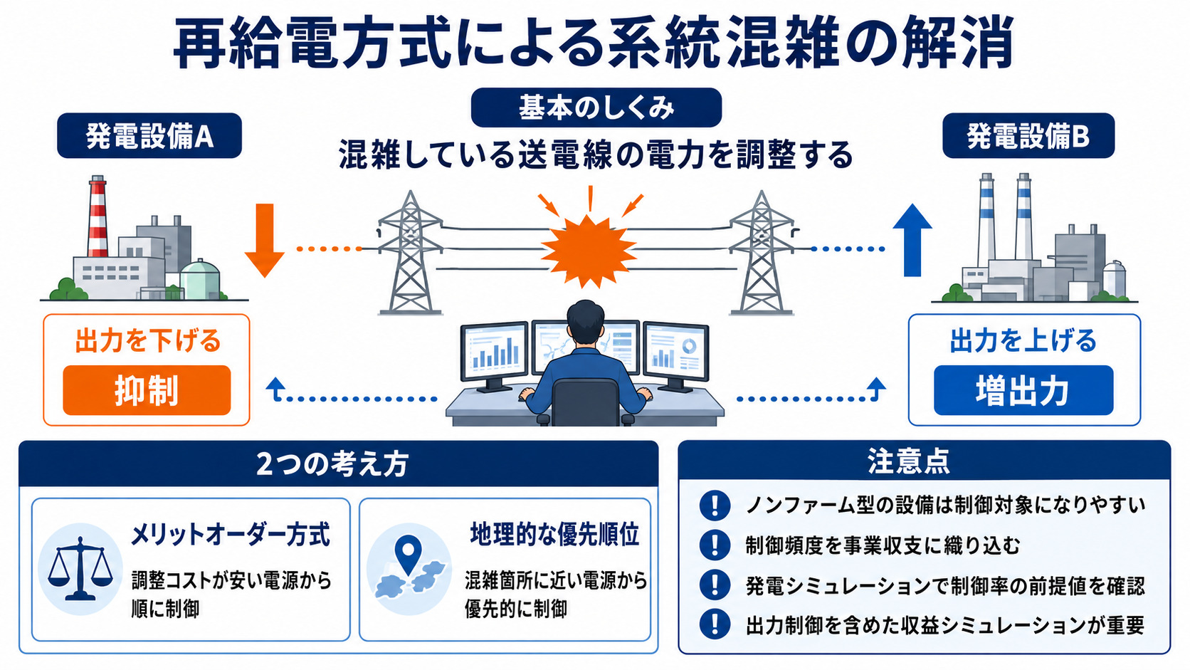 再給電方式による系統調整の図