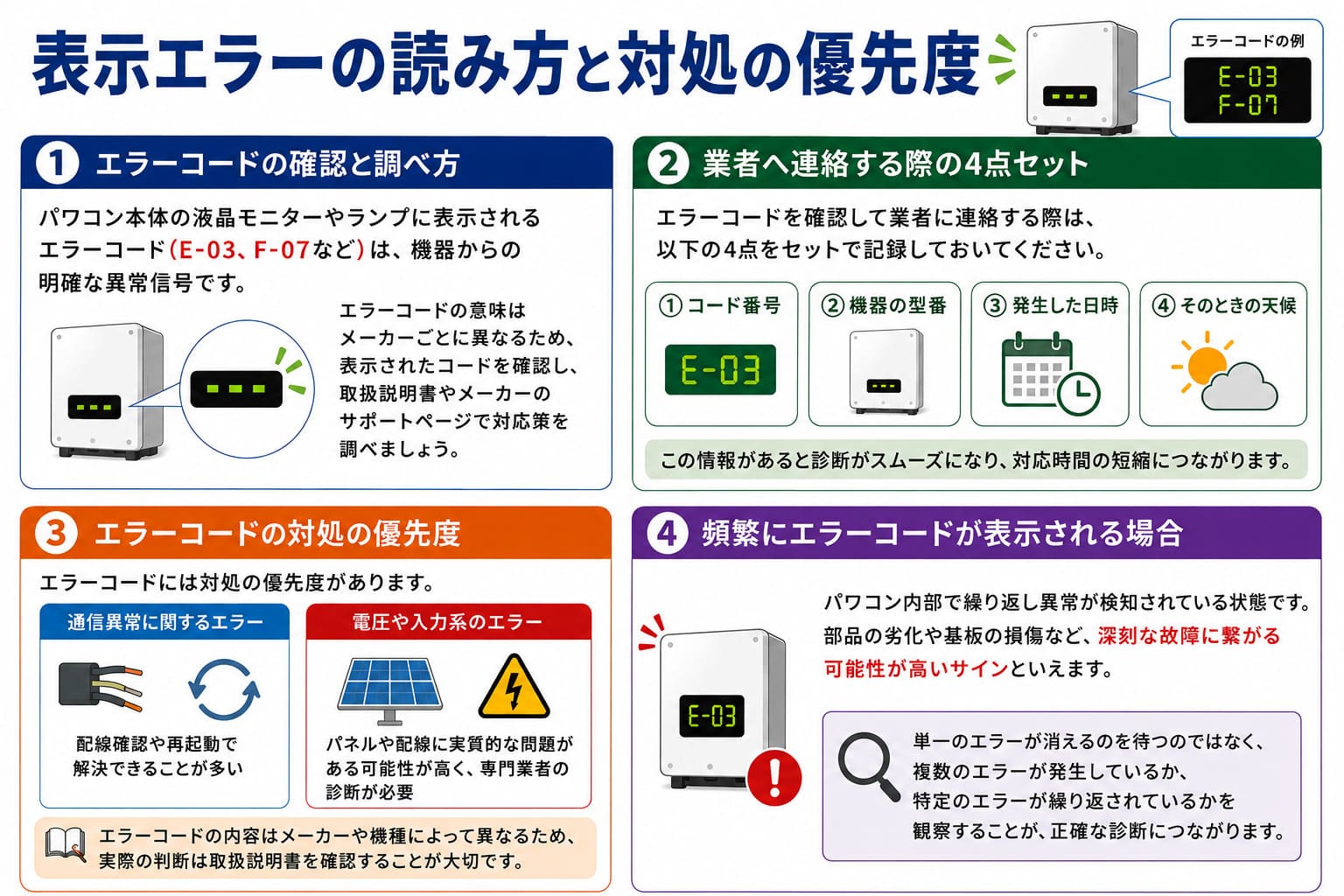 パワコン表示エラーの読み方