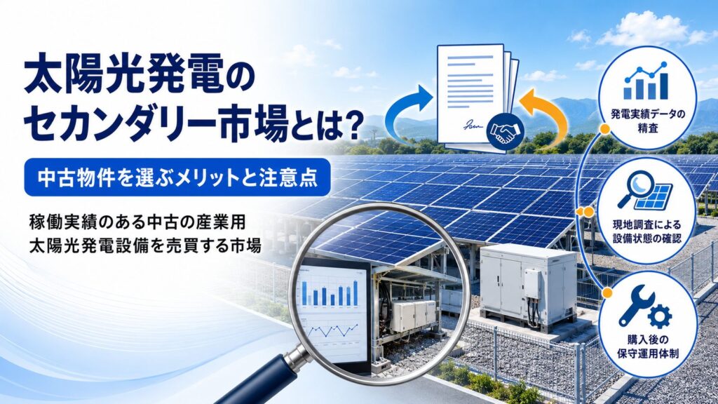 太陽光セカンダリー市場の仕組みと注意点を示す図