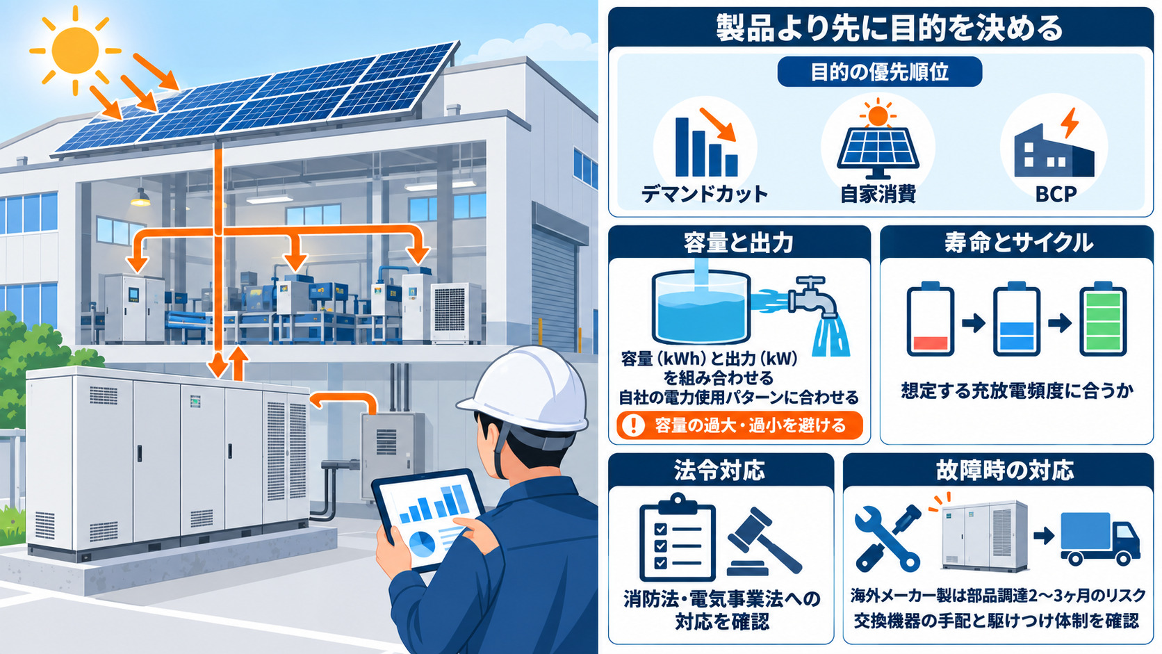 運用目的・容量・出力・保守の選定基準
