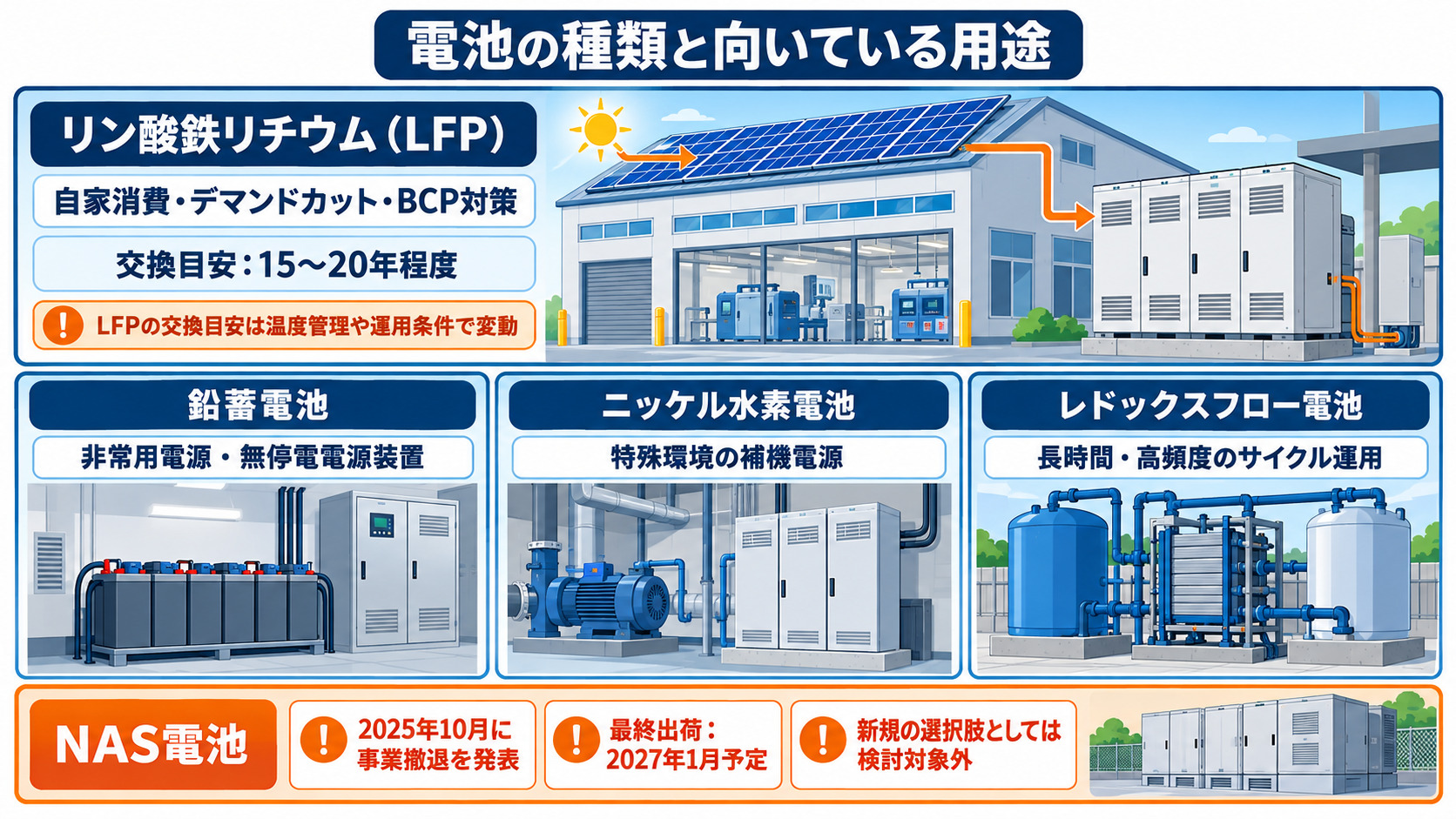 電池の種類ごとの用途と交換目安