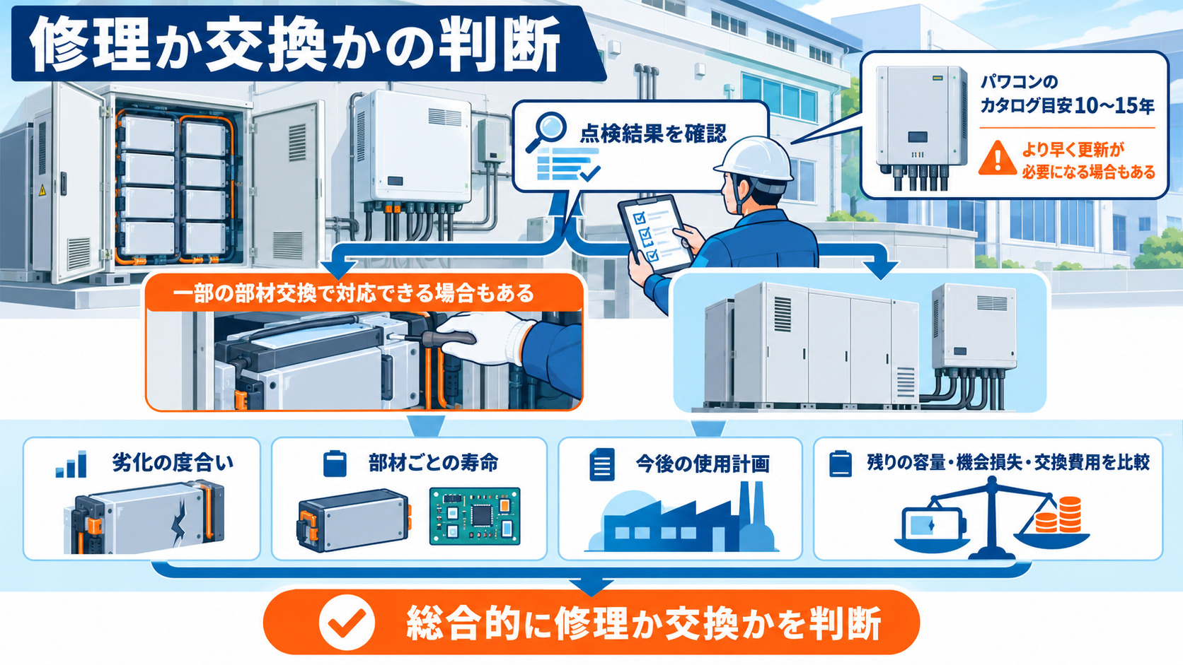 部材交換と全体交換の判断材料を示した図