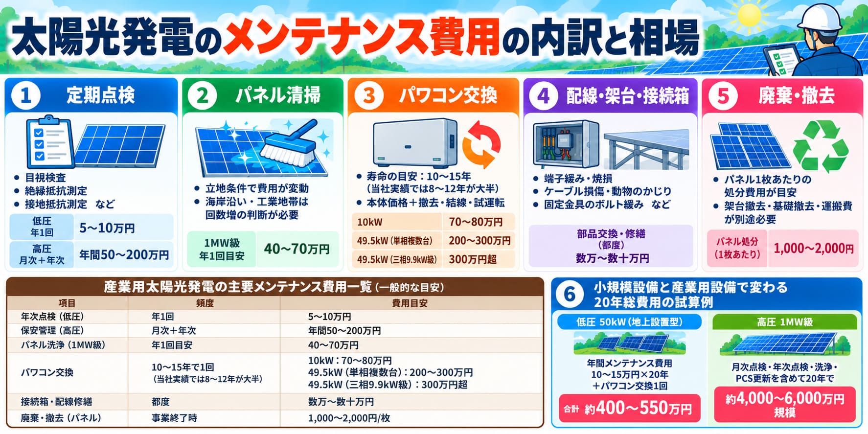 メンテナンス費用の内訳と相場