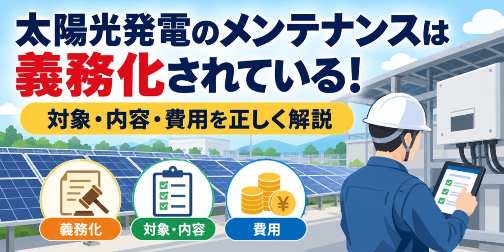 太陽光発電のメンテナンスは義務化されている！対象・内容・費用を正しく解説