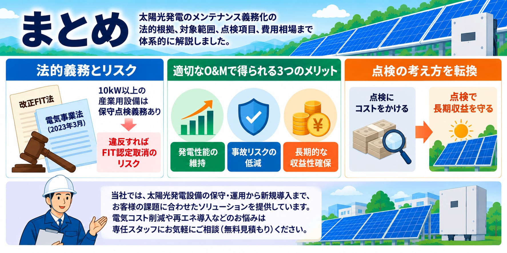 太陽光発電設備のメンテナンスの義務化についてのまとめ