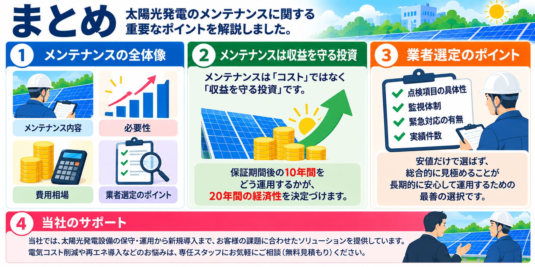 太陽光発電のメンテナンスに関する重要なポイント