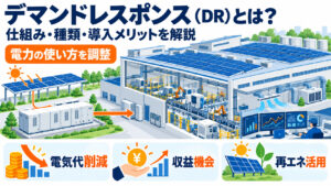 工場と蓄電池を使った電力需要の調整イメージ