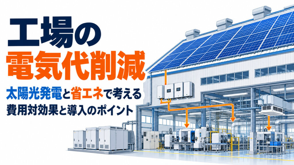 太陽光発電と省エネを組み合わせた工場のイメージ