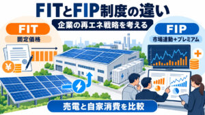 FITとFIPの違いから太陽光発電の売電と自家消費を考える企業向け図解