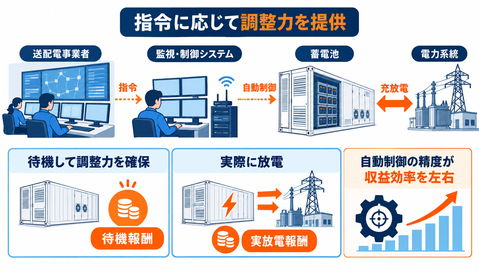 指令に応じた自動制御と二つの報酬の仕組み