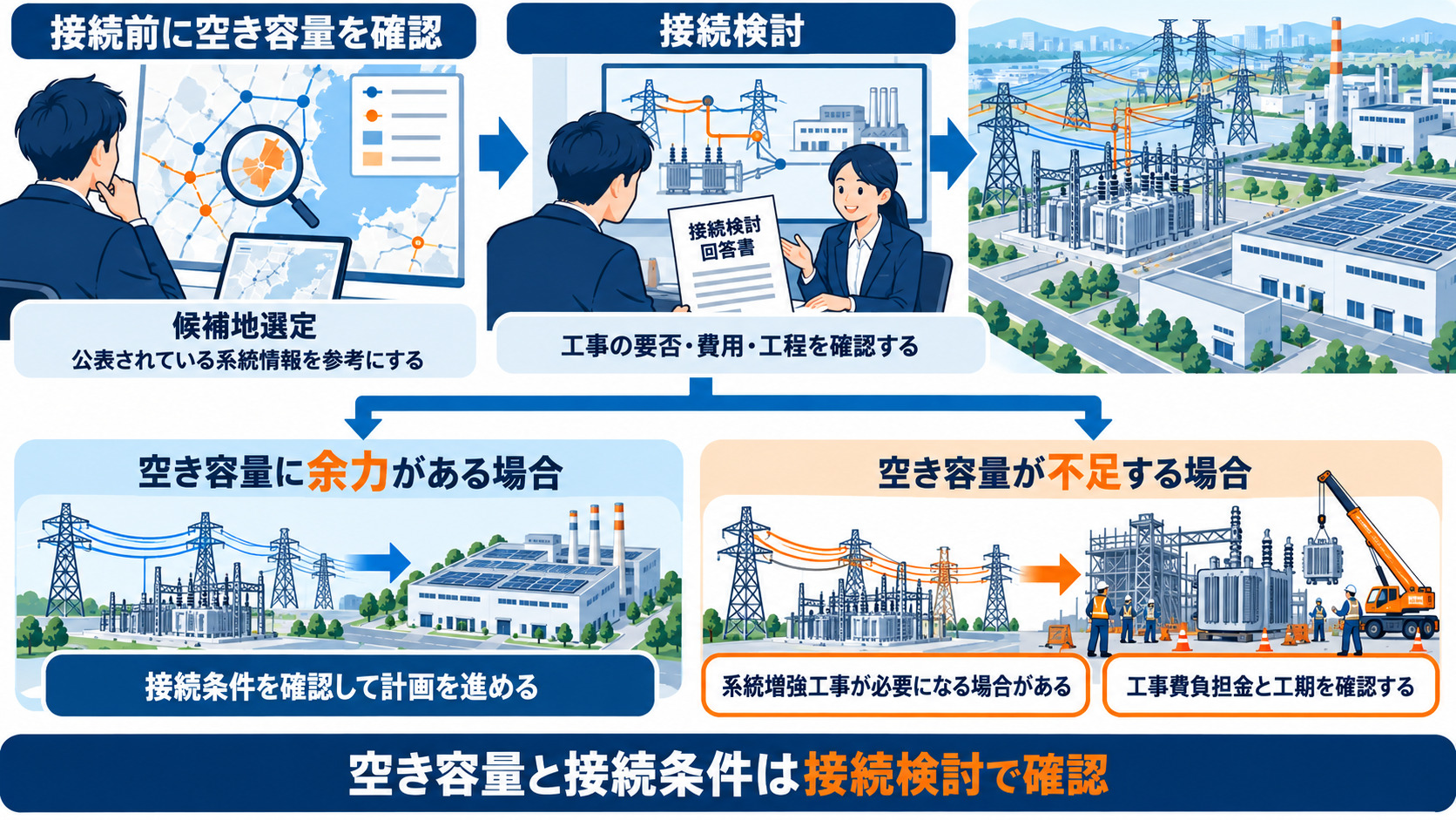 電力網の空き容量と増強工事の確認ポイント