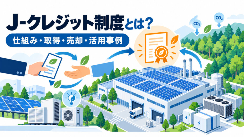 j-クレジット制度の太陽光設備と環境価値の認証・活用を表す図