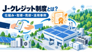 j-クレジット制度の太陽光設備と環境価値の認証・活用を表す図